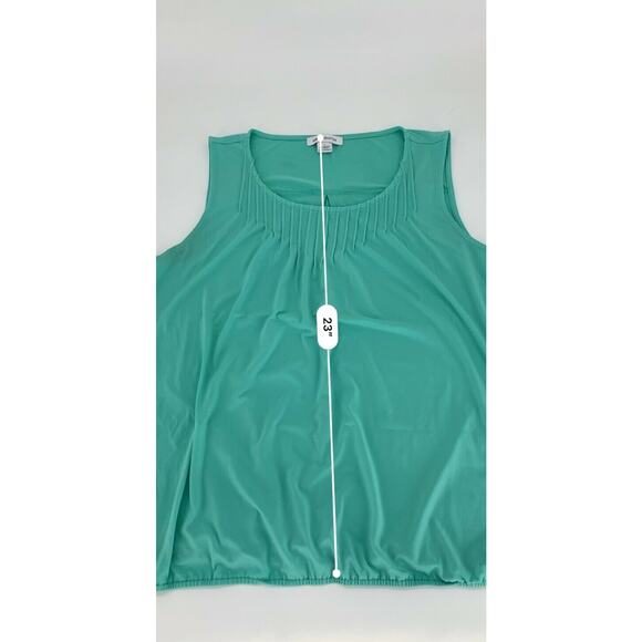 Liz Claiborne Teal Sleeveless Elastic waist tank blouse women’s size large - Picture 3 of 4